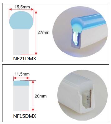 24V 5050 RGB Adreslenebilir DMX Neon LED Şerit Işıklar 8 piksel / Metre IP68 Su Geçirmez 2