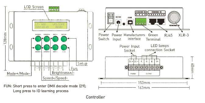 12- 24VDC 8A / CH 3CH LED RGB / DMX / RF Uzaktan Kumandalı RDM Kontrol Cihazı 0
