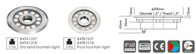B4TB1257 B4TB1218 12 * 2W Merkezi Ejective LED Havuz Fıskiye Işıkları Çap Çapı ile. 182mm Ön Kapak IP68 Su Geçirmez 0