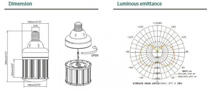 100W E39 LED Mısır Işık Yüksek Parlaklık12660LM Değiştirildi 350W HID Lamba UL DLC Listelendi 2